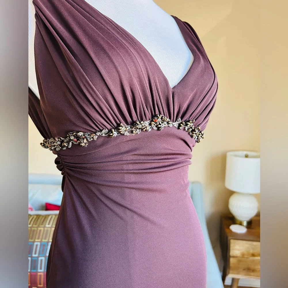 Vintage David Meister Chocolate Brown Cocktail Dress Size 2 - Picture 3 of 14